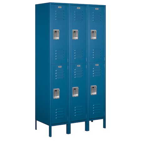 Salsbury Industries Wardrobe Locker, 45" W, 18" D, 78" H, (3) Wide, (6) Openings, Blue 52368BL-U